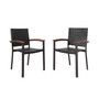 Set of 2 Outdoor Patio PE Rattan Dining Chairs Armrest Stackable Garden
