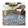 Courtyard Navy and Aqua 6'7" x 6'7" Round Outdoor Area Rug