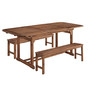 3-Piece Acacia Wood Outdoor Patio Dining Set - Dark Brown