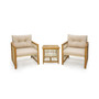 3PCS Patio PE Wicker Conversation Set Acacia Wood Frame