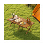 Folding Aluminum Camping Table with Carry Bag Roll-Up Picnic Table with Wood Grain
