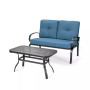 2PCS Patio LoveSeat Coffee Table Furniture Set Bench