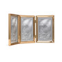 Polished Metal Hinged Triple Picture Frame - Bead Border Design, 4" x 6"