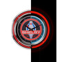 Shelby Retro Round Neon Wall Analog Clock with Pull Chain, 14.5"