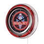 Shelby Retro Round Neon Wall Analog Clock with Pull Chain, 14.5"
