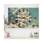 White Spring Blossom Oversized Cottage 3 Panels Wall Clock - 38" x 38" x 1"
