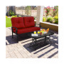 2PCS Patio Loveseat Bench Table Furniture Set Cushioned Chair