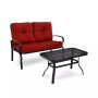 2PCS Patio Loveseat Bench Table Furniture Set Cushioned Chair