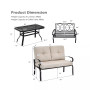 2PCS Patio Loveseat Bench Table Furniture Set Cushioned Chair