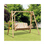 6.5' Outdoor Rustic Loveseat Solid Wood Natural Log Garden Swing Natural