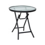 Patio Folding Round Glass Side Table Bistro Coffee Table Plant Stand