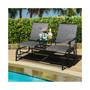 2 Person Patio Double Glider Loveseat Rocking with Center Table