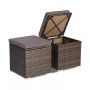 2PCS Patio Rattan Ottomans Seat Side Table Storage Box Footstool