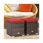 2PCS Patio Rattan Ottomans Seat Side Table Storage Box Footstool