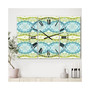 Embossed Teal Pattern IV Large Mid-Century 3 Panels Wall Clock - 23" x 23" x 1"