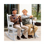 2-Person Wood Rocking Chair with Log Design, Heavy Duty Loveseat with Wide Curved Seats for Patio, Backyard, Garden, White