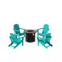 Outdoor Patio Folding Adirondack Chair With Round Fire Pit Table Sets