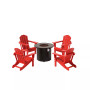 Outdoor Patio Folding Adirondack Chair With Round Fire Pit Table Sets