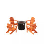 Outdoor Patio Folding Adirondack Chair With Round Fire Pit Table Sets