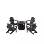 Outdoor Patio Folding Adirondack Chair With Round Fire Pit Table Sets