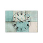 Teal Print Collage Large Mid-Century 3 Panels Wall Clock - 23" x 23" x 1"