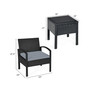 3PCS Patio Rattan Furniture Set Coffee Table Conversation Sofa Cushioned