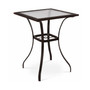 Outdoor Patio Rattan Wicker Bar Square Table Glass Top Yard