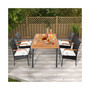 4PCS Patio PE Wicker Chairs Acacia Wood Armrests with Soft Zippered Cushion Garden