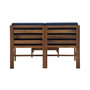 Modular Acacia Patio Arm Chairs and Ottoman, Set of 3
