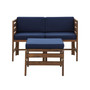 Modular Acacia Patio Arm Chairs and Ottoman, Set of 3