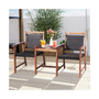 2-Seat Patio Rattan Bench Acacia Wood Frame Table W/Umbrella Hole Deck