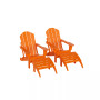 4 Piece Set Classic Folding Adirondack Chair With Footrest Ottoman