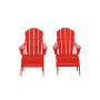 4 Piece Set Classic Folding Adirondack Chair With Footrest Ottoman
