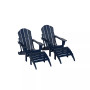 4 Piece Set Classic Folding Adirondack Chair With Footrest Ottoman