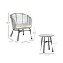 3-Piece Patio Bistro Set, Outdoor Wicker Conversation Set with Round Tempered Glass Top Table, 2 Rattan Armchairs for Porch, Backyard Cream White
