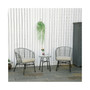 3-Piece Patio Bistro Set, Outdoor Wicker Conversation Set with Round Tempered Glass Top Table, 2 Rattan Armchairs for Porch, Backyard Cream White