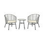 3-Piece Patio Bistro Set, Outdoor Wicker Conversation Set with Round Tempered Glass Top Table, 2 Rattan Armchairs for Porch, Backyard Cream White