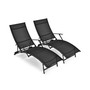 2PCS Patio Folding Lounge Chair Chaise Recliner Adjustable Stackable W/Armrest
