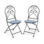 2PCS Patio Folding Mosaic Bistro Chairs Flower Pattern Seat Garden