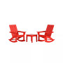 3 Piece Set Outdoor Modern Rocking Chairs with Square Side Table