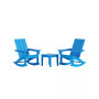 3 Piece Set Outdoor Modern Rocking Chairs with Square Side Table