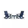3 Piece Set Outdoor Modern Rocking Chairs with Square Side Table