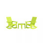 3 Piece Set Outdoor Modern Rocking Chairs with Square Side Table