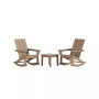 3 Piece Set Outdoor Modern Rocking Chairs with Square Side Table