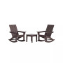3 Piece Set Outdoor Modern Rocking Chairs with Square Side Table