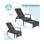 Patio Wicker Elastic Sponge Lounge Chair Back Adjustable with Retractable Ottoman