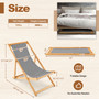 Folding Bamboo Sling Lounge Chair Reclining Canvas Portable Outdoor