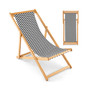 Folding Bamboo Sling Lounge Chair Reclining Canvas Portable Outdoor