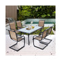 60''x 38'' Patio Dining Table Glass Top Rectangular Deck W/Umbrella Hole