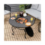 35.5'' Patio Fire Pit Dining Table Charcoal Wood Burning W/ Cooking BBQ Grate